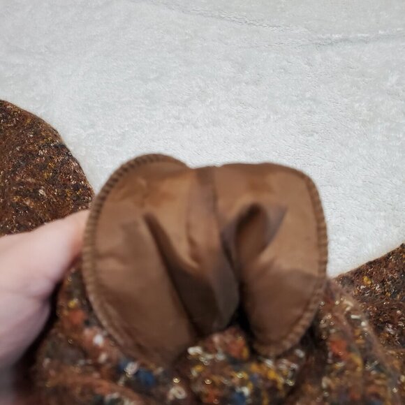 VTG Express Y2K Knit Brown Gold Metallic Chunky Mohair Turtleneck Long Sweater M - Picture 4 of 7